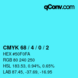 颜色代码: CMYK 68 / 4 / 0 / 2 | qconv.com