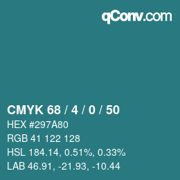 Color code: CMYK 68 / 4 / 0 / 50 | qconv.com