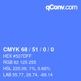 Color code: CMYK 68 / 51 / 0 / 0 | qconv.com