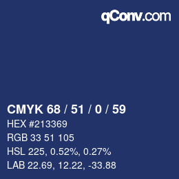 Color code: CMYK 68 / 51 / 0 / 59 | qconv.com