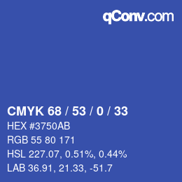 Color code: CMYK 68 / 53 / 0 / 33 | qconv.com