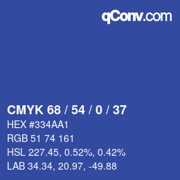 Color code: CMYK 68 / 54 / 0 / 37 | qconv.com
