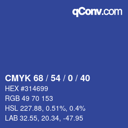 Color code: CMYK 68 / 54 / 0 / 40 | qconv.com