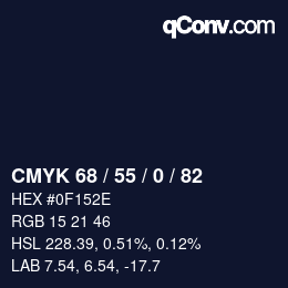 Color code: CMYK 68 / 55 / 0 / 82 | qconv.com