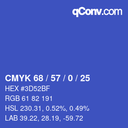 Color code: CMYK 68 / 57 / 0 / 25 | qconv.com
