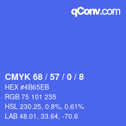 Color code: CMYK 68 / 57 / 0 / 8 | qconv.com