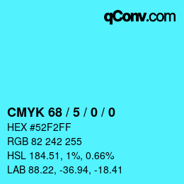 カラーコード: CMYK 68 / 5 / 0 / 0 | qconv.com