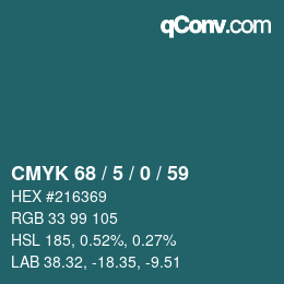 Color code: CMYK 68 / 5 / 0 / 59 | qconv.com