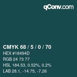 Código de color: CMYK 68 / 5 / 0 / 70 | qconv.com