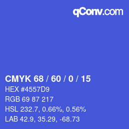 颜色代码: CMYK 68 / 60 / 0 / 15 | qconv.com