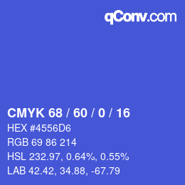 カラーコード: CMYK 68 / 60 / 0 / 16 | qconv.com