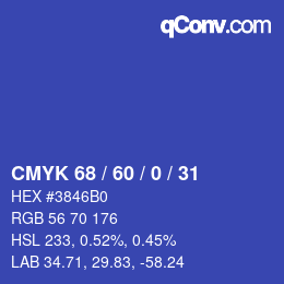 Color code: CMYK 68 / 60 / 0 / 31 | qconv.com