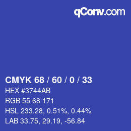 颜色代码: CMYK 68 / 60 / 0 / 33 | qconv.com