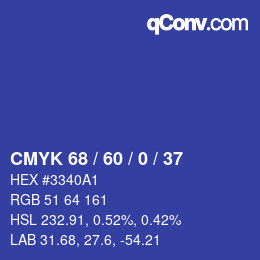 カラーコード: CMYK 68 / 60 / 0 / 37 | qconv.com