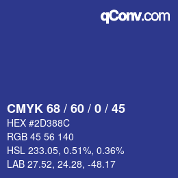 颜色代码: CMYK 68 / 60 / 0 / 45 | qconv.com