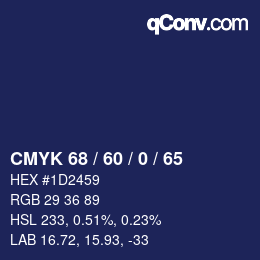 カラーコード: CMYK 68 / 60 / 0 / 65 | qconv.com