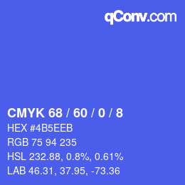 Color code: CMYK 68 / 60 / 0 / 8 | qconv.com