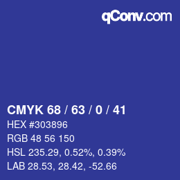 Color code: CMYK 68 / 63 / 0 / 41 | qconv.com