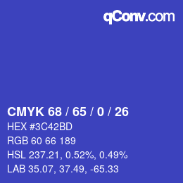 カラーコード: CMYK 68 / 65 / 0 / 26 | qconv.com