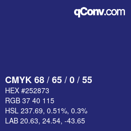 Código de color: CMYK 68 / 65 / 0 / 55 | qconv.com