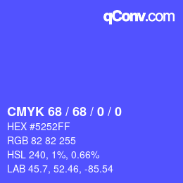カラーコード: CMYK 68 / 68 / 0 / 0 | qconv.com