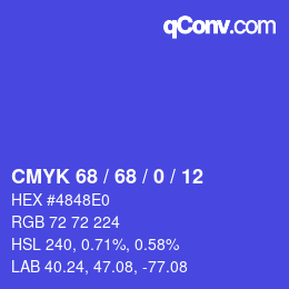 カラーコード: CMYK 68 / 68 / 0 / 12 | qconv.com