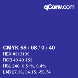 カラーコード: CMYK 68 / 68 / 0 / 40 | qconv.com