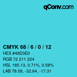 Color code: CMYK 68 / 6 / 0 / 12 | qconv.com