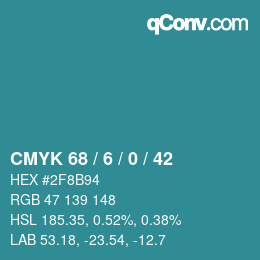 颜色代码: CMYK 68 / 6 / 0 / 42 | qconv.com