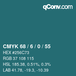 カラーコード: CMYK 68 / 6 / 0 / 55 | qconv.com