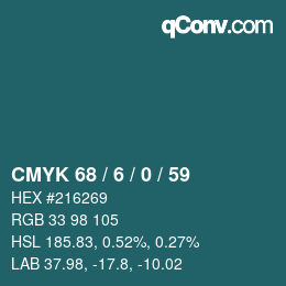 Color code: CMYK 68 / 6 / 0 / 59 | qconv.com