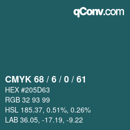 Color code: CMYK 68 / 6 / 0 / 61 | qconv.com