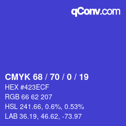 颜色代码: CMYK 68 / 70 / 0 / 19 | qconv.com