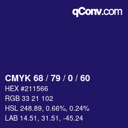 カラーコード: CMYK 68 / 79 / 0 / 60 | qconv.com