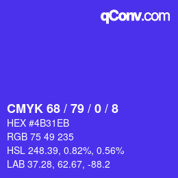 Código de color: CMYK 68 / 79 / 0 / 8 | qconv.com