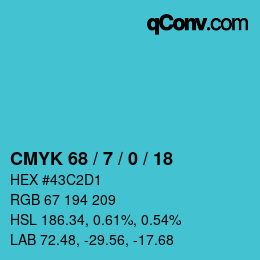 カラーコード: CMYK 68 / 7 / 0 / 18 | qconv.com