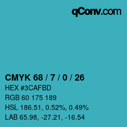 颜色代码: CMYK 68 / 7 / 0 / 26 | qconv.com