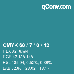 Color code: CMYK 68 / 7 / 0 / 42 | qconv.com