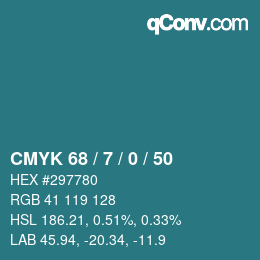 颜色代码: CMYK 68 / 7 / 0 / 50 | qconv.com
