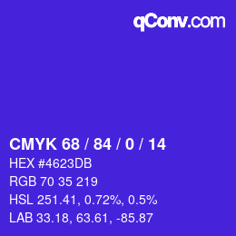 颜色代码: CMYK 68 / 84 / 0 / 14 | qconv.com