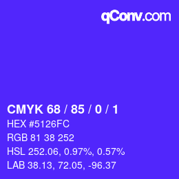 Color code: CMYK 68 / 85 / 0 / 1 | qconv.com