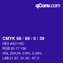 Color code: CMYK 68 / 89 / 0 / 39 | qconv.com