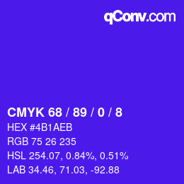 カラーコード: CMYK 68 / 89 / 0 / 8 | qconv.com