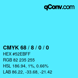 カラーコード: CMYK 68 / 8 / 0 / 0 | qconv.com