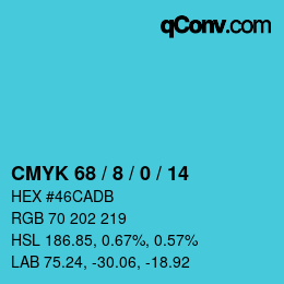 Color code: CMYK 68 / 8 / 0 / 14 | qconv.com