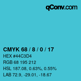 カラーコード: CMYK 68 / 8 / 0 / 17 | qconv.com