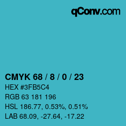 カラーコード: CMYK 68 / 8 / 0 / 23 | qconv.com