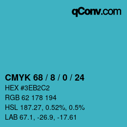 Color code: CMYK 68 / 8 / 0 / 24 | qconv.com