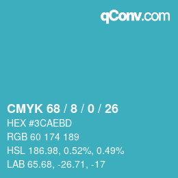 カラーコード: CMYK 68 / 8 / 0 / 26 | qconv.com