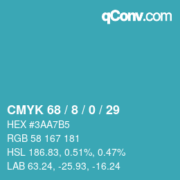 カラーコード: CMYK 68 / 8 / 0 / 29 | qconv.com